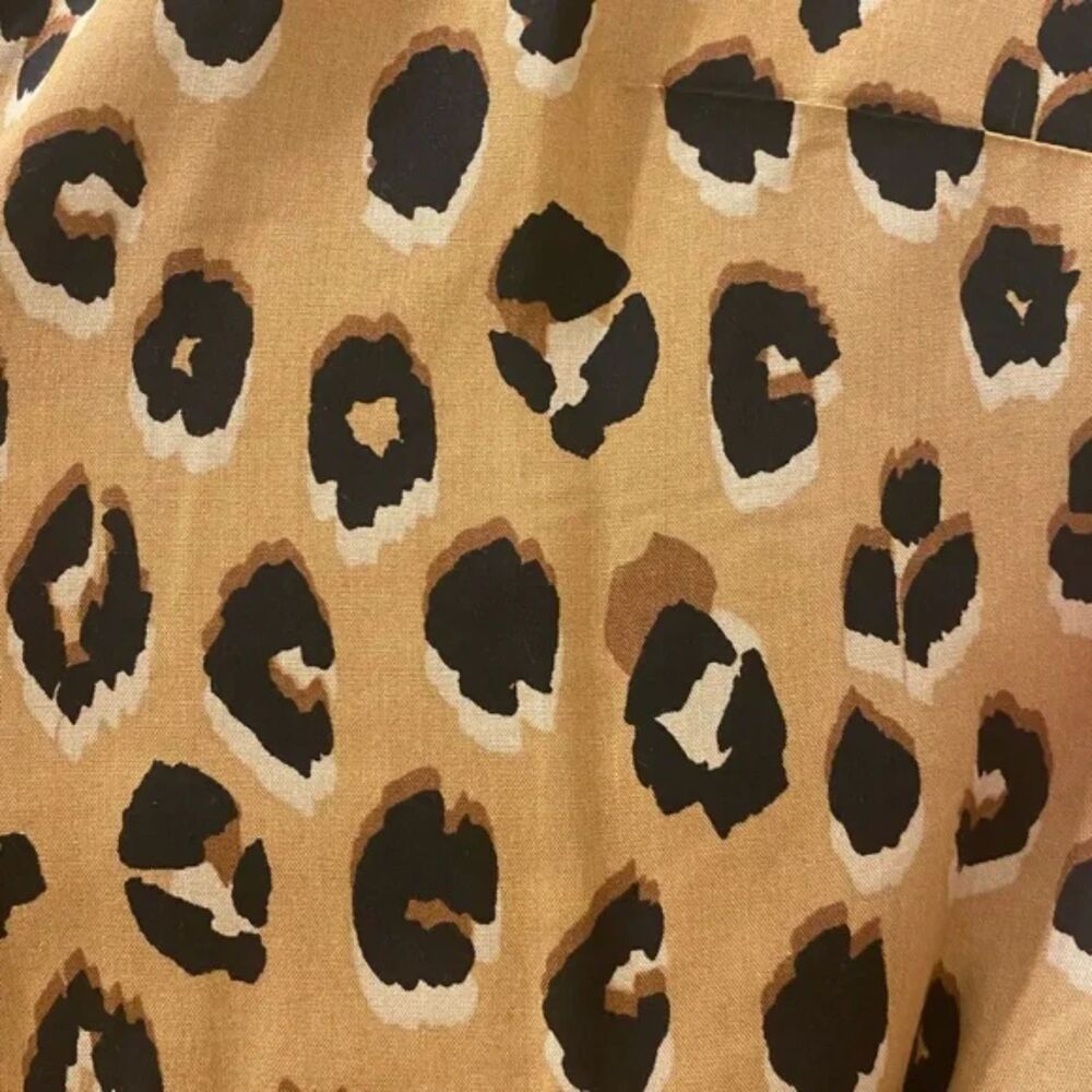 A New Day Women's XS Cheetah Print Belted Midi Shirt Dress Brown Leopard Satin - Picture 5 of 7